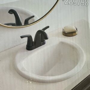 Project Source Vitreous China Drop-In Round White Bathroom Sink (19-in x 19-in)